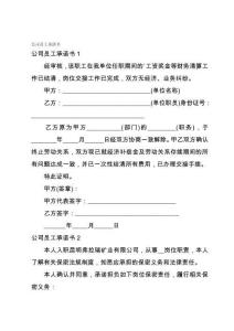 公司员工承诺书