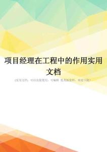 项目经理在工程中的作用实用文档