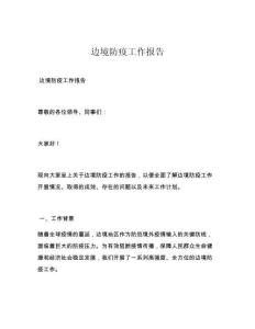 边境防疫工作报告