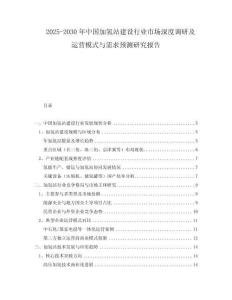 2025-2030年中国加氢站建设行业市场深度调研及运营模式与需求预测研究报告