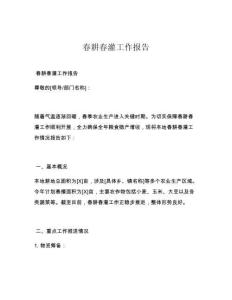 春耕春灌工作报告