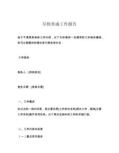 尽快形成工作报告