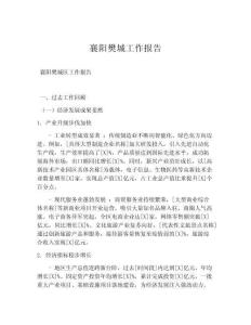 襄阳樊城工作报告