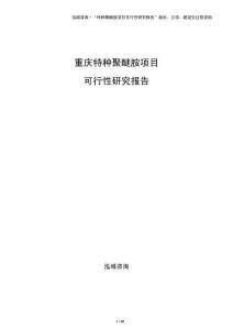 重庆特种聚醚胺项目可行性研究报告