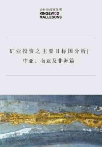 矿业投资之主要目标国分析丨中亚、南亚及非洲篇