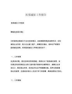 医保减征工作报告