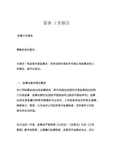 监事 工作报告