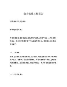 打击偷盗工作报告