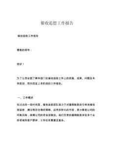 催收追偿工作报告