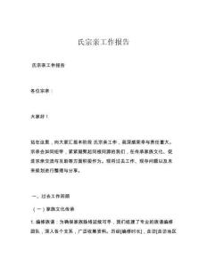 氏宗亲工作报告