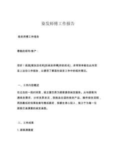 染发师傅工作报告