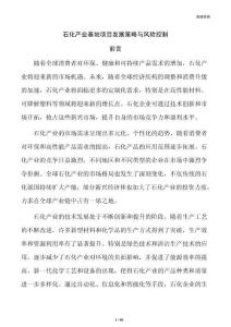 石化产业基地项目发展策略与风险控制