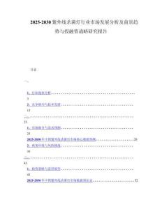 2025-2030紫外线杀菌灯行业市场发展分析及前景趋势与投融资战略研究报告