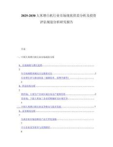 2025-2030大米增白机行业市场现状供需分析及投资评估规划分析研究报告
