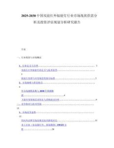 2025-2030中国双波红外辐射灯行业市场现状供需分析及投资评估规划分析研究报告