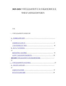 2025-2030中国信息加密软件行业市场深度调研及竞争格局与投资前景研究报告