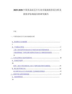 2025-2030中国多晶硅芯片行业市场现状供需分析及投资评估规划分析研究报告