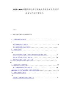 2025-2030声滤波器行业市场现状供需分析及投资评估规划分析研究报告