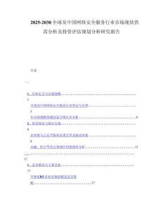 2025-2030全球及中国网络安全服务行业市场现状供需分析及投资评估规划分析研究报告
