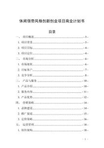 休闲领带风格创新创业项目商业计划书