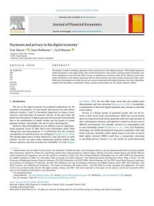 JFE-数字经济中的支付与隐私 Payments and privacy in the digital economy