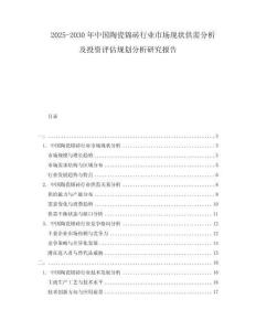 2025-2030年中国陶瓷锦砖行业市场现状供需分析及投资评估规划分析研究报告