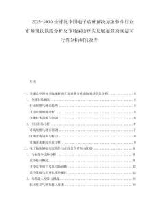 2025-2030全球及中国电子临床解决方案软件行业市场现状供需分析及市场深度研究发展前景及规划可行性分析研究报告