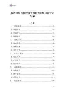 保险经纪与代理服务创新创业项目商业计划书