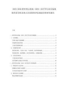 2025-2030肥厚型心肌病（HCM）治疗学行业市场现状供需分析及重点企业投资评估规划分析研究报告