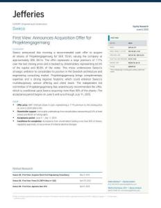 【Jefferies-2025研报】斯威科（SWECB）：初步观点：宣布对Projektengagemang的收购要约