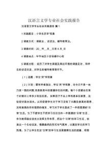 汉语言文学专业社会实践报告