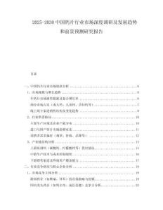 2025-2030中国钙片行业市场深度调研及发展趋势和前景预测研究报告