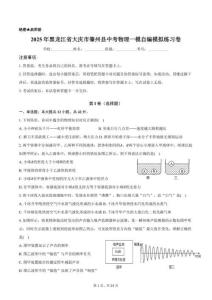 2025年黑龍江省大慶市肇州縣中考物理一模練習卷（含解析）