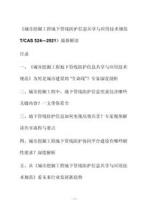 新解读《城市挖掘工程地下管线防护信息共享与应用技术规范 T_CAS 524—2021》最新解读