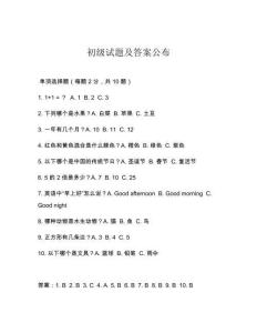 初級試題及答案公布