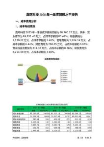 嘉環(huán)科技2025年一季度管理水平報告