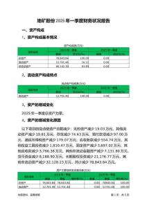 地礦股份2025年一季度財(cái)務(wù)狀況報(bào)告