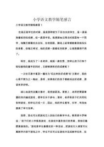小學語文教學隨筆感言