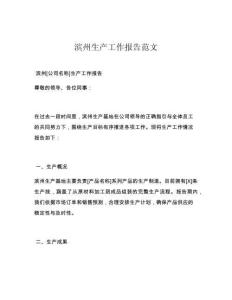 濱州生產工作報告范文