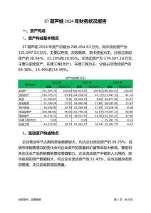 ST葫蘆娃2024年財務狀況報告