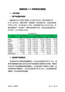 潤鋒科技2024年財務狀況報告