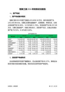 恒鋒工具2024年財務狀況報告