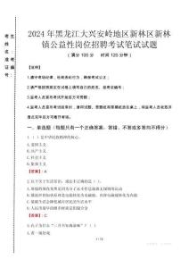 2024年黑龍江大興安嶺地區(qū)新林區(qū)新林鎮(zhèn)公益性崗位招聘真題