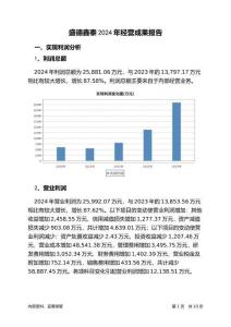 盛德鑫泰2024年經(jīng)營成果報告