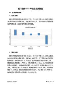 世才股份2024年經(jīng)營成果報告