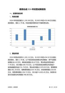 德高化成2024年經(jīng)營成果報告