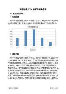 和泰機(jī)電2024年經(jīng)營成果報告