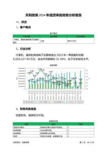 天和防務2024年信貸審批財務分析報告