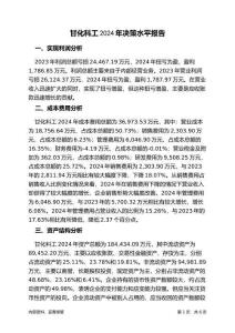 甘化科工2024年決策水平分析報告
