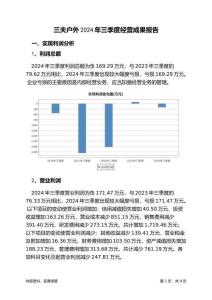 三夫戶外2024年三季度經(jīng)營成果報告